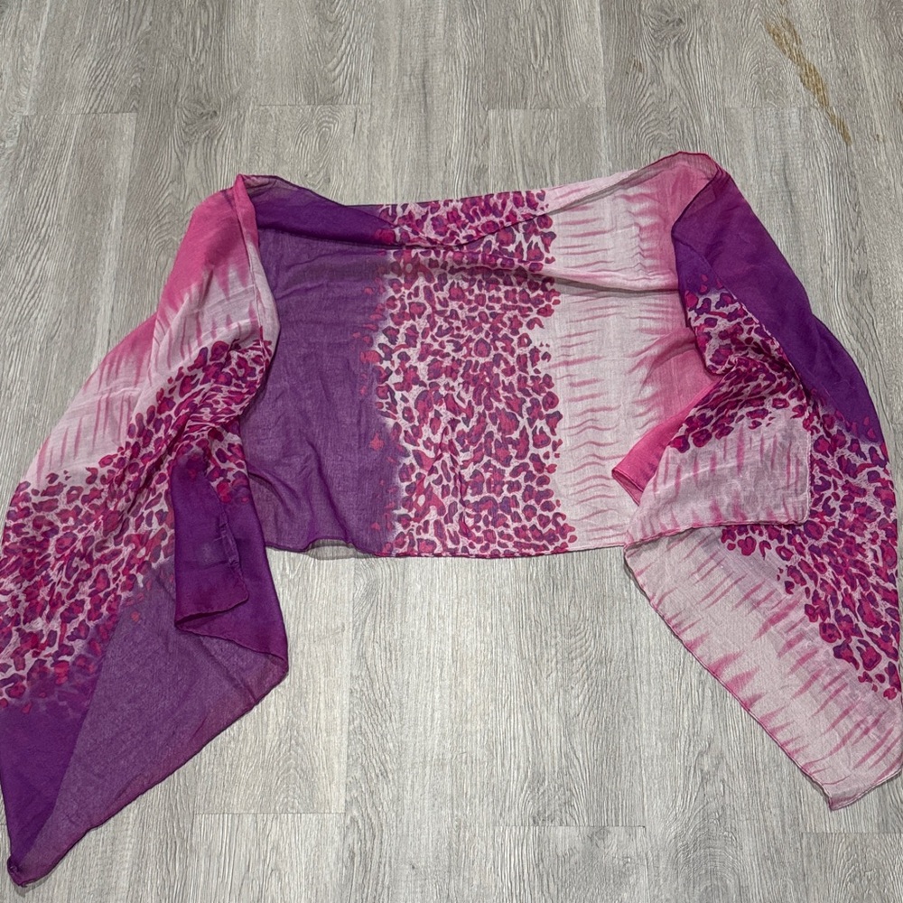 Ellen Tracy Pink and Purple Leopard Print Scarf